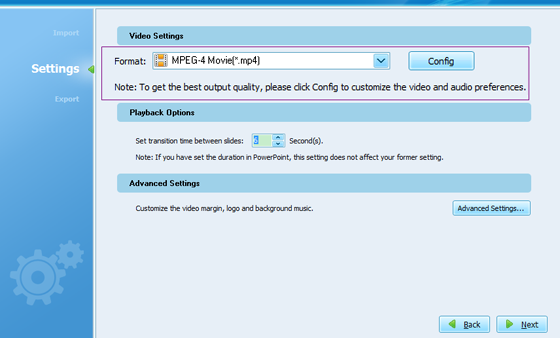 PPS to MP4 settings